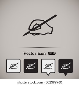 Vector hand icon with a pencil