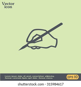 Vector hand icon with a pencil