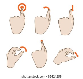 vector hand icons - touchscreen interface illustration