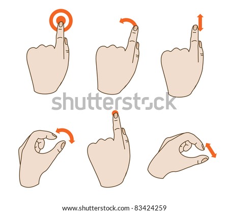 vector hand icons - touchscreen interface illustration