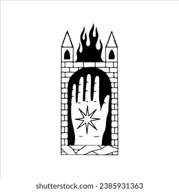 vector hand illustration with kingdom building concept