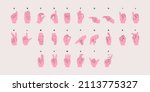 Vector hand language of the deaf and dumb. American Sign Language ASL Alphabet. Alphabetical language of signs and signals. English finger spelling for all letters. Vector in flat style.