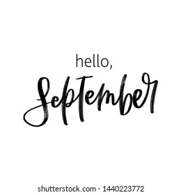 VECTOR HAND LETTERING AUTUMN MONTH TYPOGRAPHY. HELLO SEPTEMBER