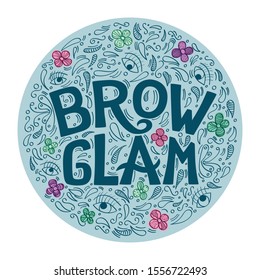 Vector Hand lettering for Brow bar, brow care suitable for branding, packaging, promotion