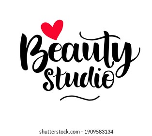 Vector hand lettering, brush script calligraphy. Feminine lettering typography poster, banner. Concept for beauty salon, fashion magazine, beauty salon text.