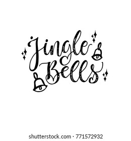 vector hand lettering christmas greetings text - jingle bells.