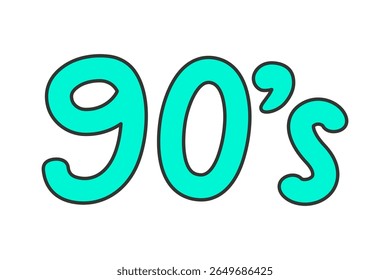 Letras de mão vetor em estilo doodle, anos 90.