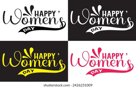 Vector hand lettering illustration. Happy Womens day calligraphy with floral elements. Design composition with typography. Spring holiday .happy women's day,  vector logo