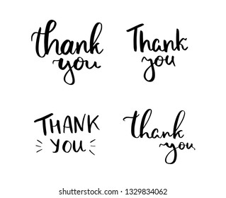 Vector hand lettering illustration. Thank you - calligraphy phrases. Design composition with typography elements. Thanksgiving day
