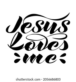 vector hand lettering Jesus loves me in black on a white background