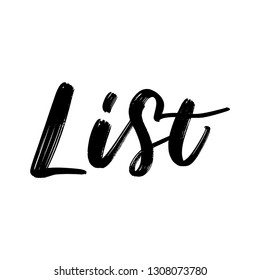 VECTOR HAND LETTERING LIST. FOR 
