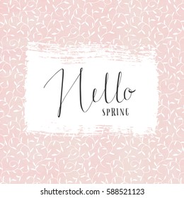 Vector hand lettering poster Hello spring.