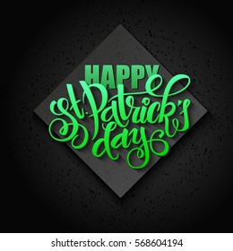 vector hand lettering saint patrick's day greetings card with rhombus