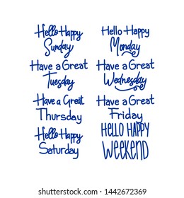 Vector hand lettering set of the days of the week