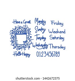 Vector hand lettering set of the days of the week