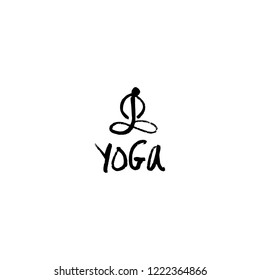 Vector hand lettering sketchy yoga logo, lifestyle and fitness concept, illustration for motivation posters. Good for mugs, t-shirts and social media post.