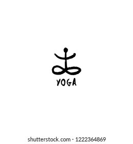 Vector hand lettering sketchy yoga logo, lifestyle and fitness concept, illustration for motivation posters. Good for mugs, t-shirts and social media post.