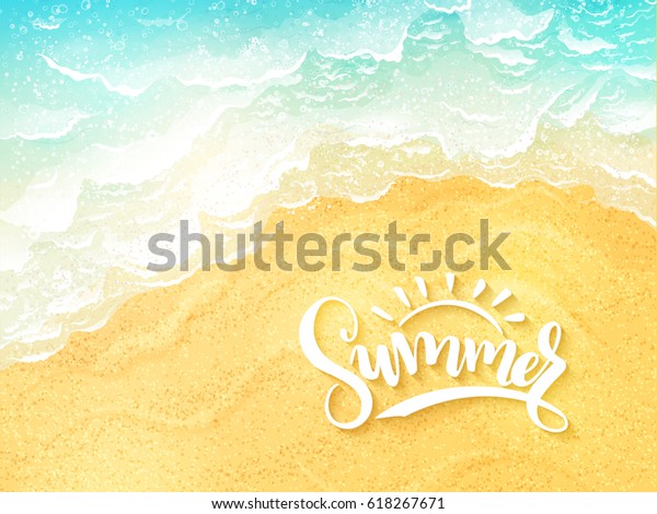 夏のインスピレーションを与えるベクター手書きのラベル 夏 海のサーフェスの上面図の背景 のベクター画像素材 ロイヤリティフリー