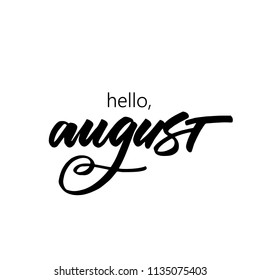 VECTOR HAND LETTERING SUMMER MONTH. HELLO AUGUST