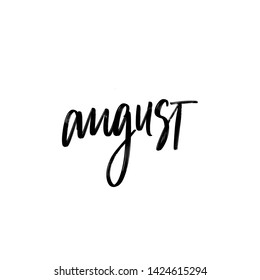 VECTOR HAND LETTERING SUMMER MONTH TYPOGRAPHY. AUGUST