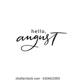 VECTOR HAND LETTERING SUMMER MONTH TYPOGRAPHY. HELLO AUGUST