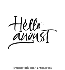 VECTOR HAND LETTERING SUMMER MONTH. HELLO AUGUST