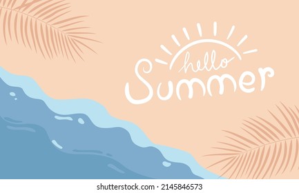 vector hand lettering summer summer on top view sea surf background