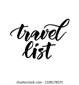 VECTOR HAND LETTERING TRAVEL LIST. FOR TRAVELING