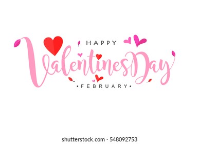 Vector Hand lettering of Valentines Day  in Calligraphy style for greeting card, invitation card and postcard. Vector illustration eps.10