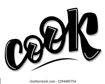 Vector hand lettering word "Cook". Symbol icon logo design