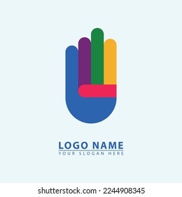 Vektorhandlogo-Symbol. Abstrakte Vektorgrafiken einer Palme, in einem einfachen, eleganten Stil mit Flachgrafik.