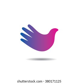 Vector Hand Logo Icon in a Flat Design