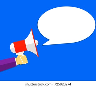 vector hand and loudspeaker advertising concept background