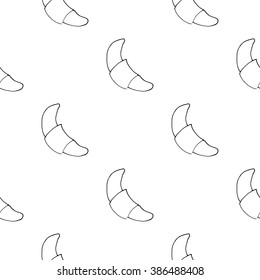 ?roissant vector hand made doodle seamless pattern/Monochrome freehand drawing sweets bakery cafe doodles, croissant, vector