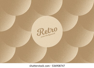 Vector hand made dotwork background in retro and vintage style. Abstract dotted stippling engraving. Artistic 3d illusion art illustration. Paper cardboard texture