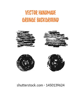 Vector Hand made grunge elements and backgrounds isolated on white ground. Ink strokes and circle for your design. Dirty lines and dabs. Black on white dab.