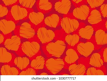 Vector hand made heart love seamless pattern background.