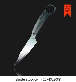 Vector of hand made hunting knife, Knife icon in realistic style isolated on background. For your design, Vector illustration