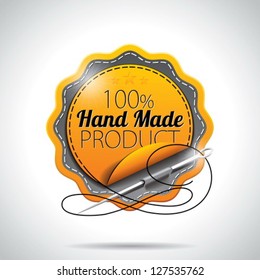 Vector Hand Made Product  Labels Illustration With Shiny Styled Design On A Clear Background. EPS 10.