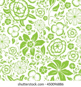 Vector with hand made seamless flower pattern 