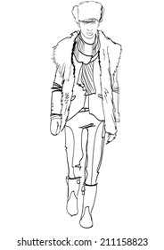 Vector hand made sketch of men on background. EPS