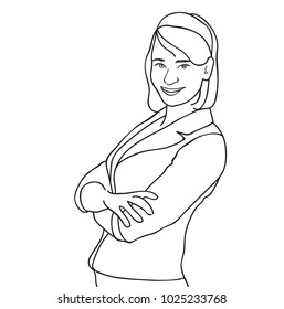 Vector hand made sketch of woman on background. EPS