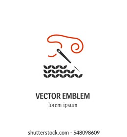 Vector hecho a mano en estilo de línea de moda aislado sobre fondo blanco.Bordado con aguja y algodón. Icono en estilo lineal.