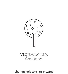 Vector hand made symbol in trendy line style isolated on white background. Hoop with embroidery. Icon in linear style.