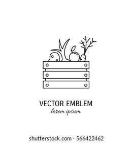 Vector hand made symbol in trendy line style isolated on white background. Hoop with embroidery. Icon in linear style.