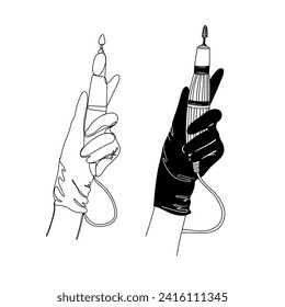 Vector hand with manicure cutter tool.
