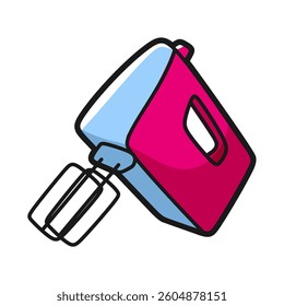 vector hand mixer pink color simple facing left