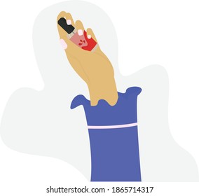 vector hand with nail polish red color