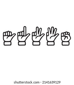 Vector hand number icon isolated black color eps 10