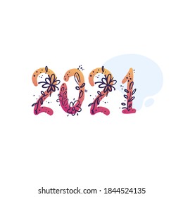 Vektor-Handzeichen-Schrift von 2021. Frohes neues Jahr des Ochsen. Grußkartendesign für Ferien. Vektorgrafik